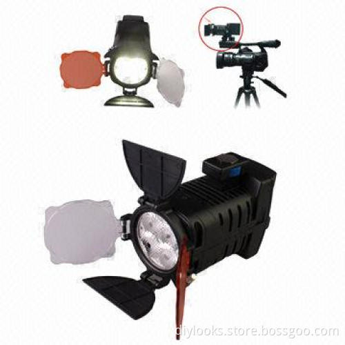 4 LED Video Light with Two Color Transparent Filter Cover, Tawny/White), EU Plug Battery Charger